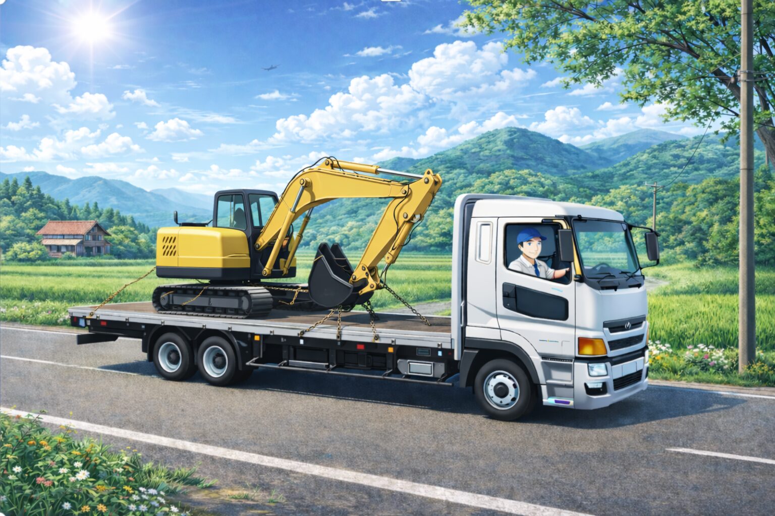 20代の頃に地場の大型トラック運転手として働いていた当時の様子をイメージしたイラスト