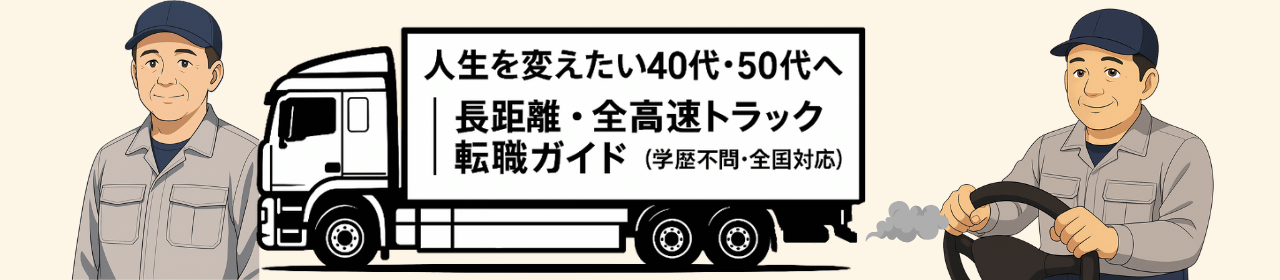 人生を変えたい40代・50代へ｜長距離・全高速トラック転職ガイド（学歴不問・全国対応）