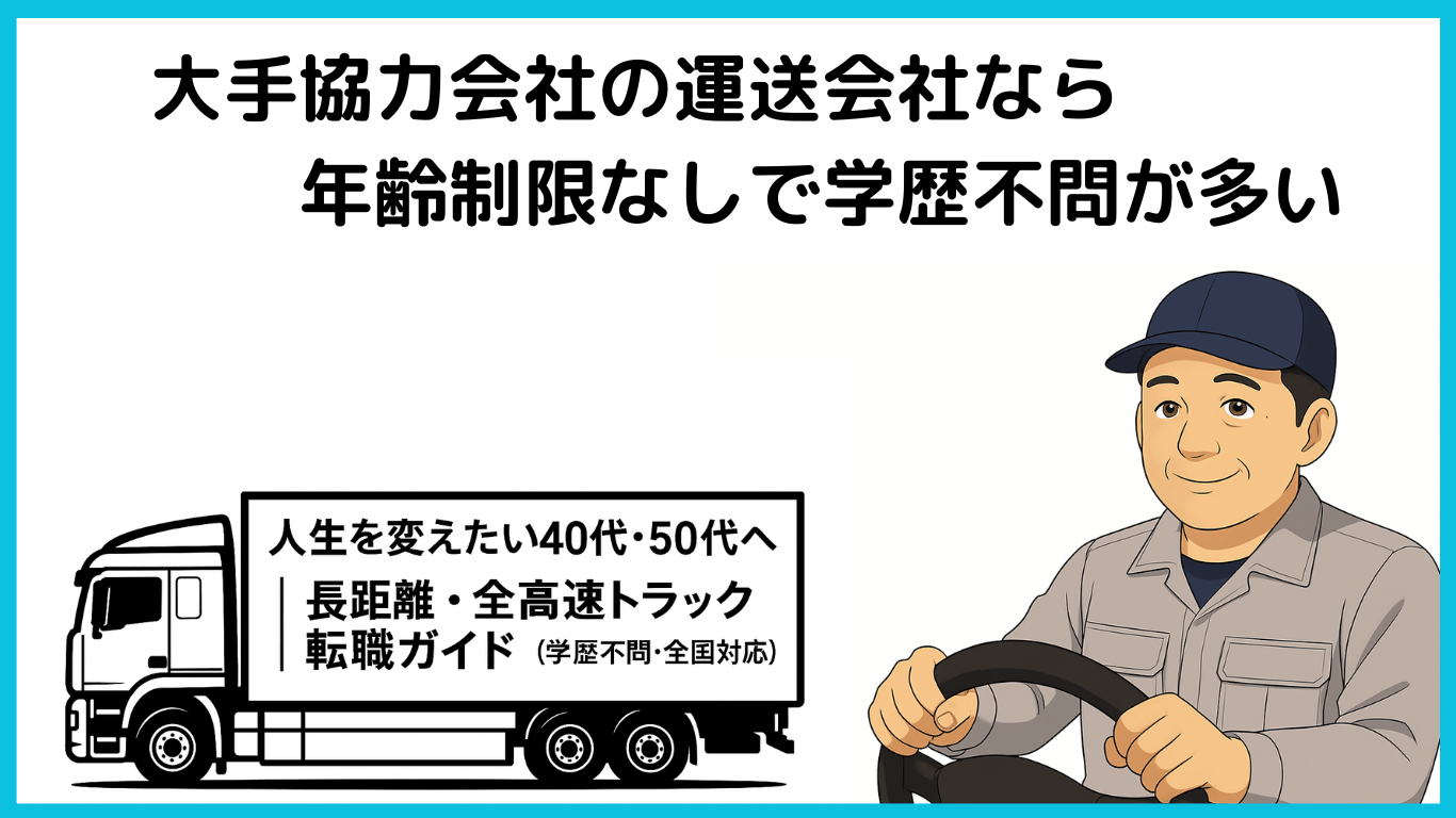 大手協力会社の運送会社は年齢制限なし・学歴不問で働ける長距離トラックドライバーの仕事