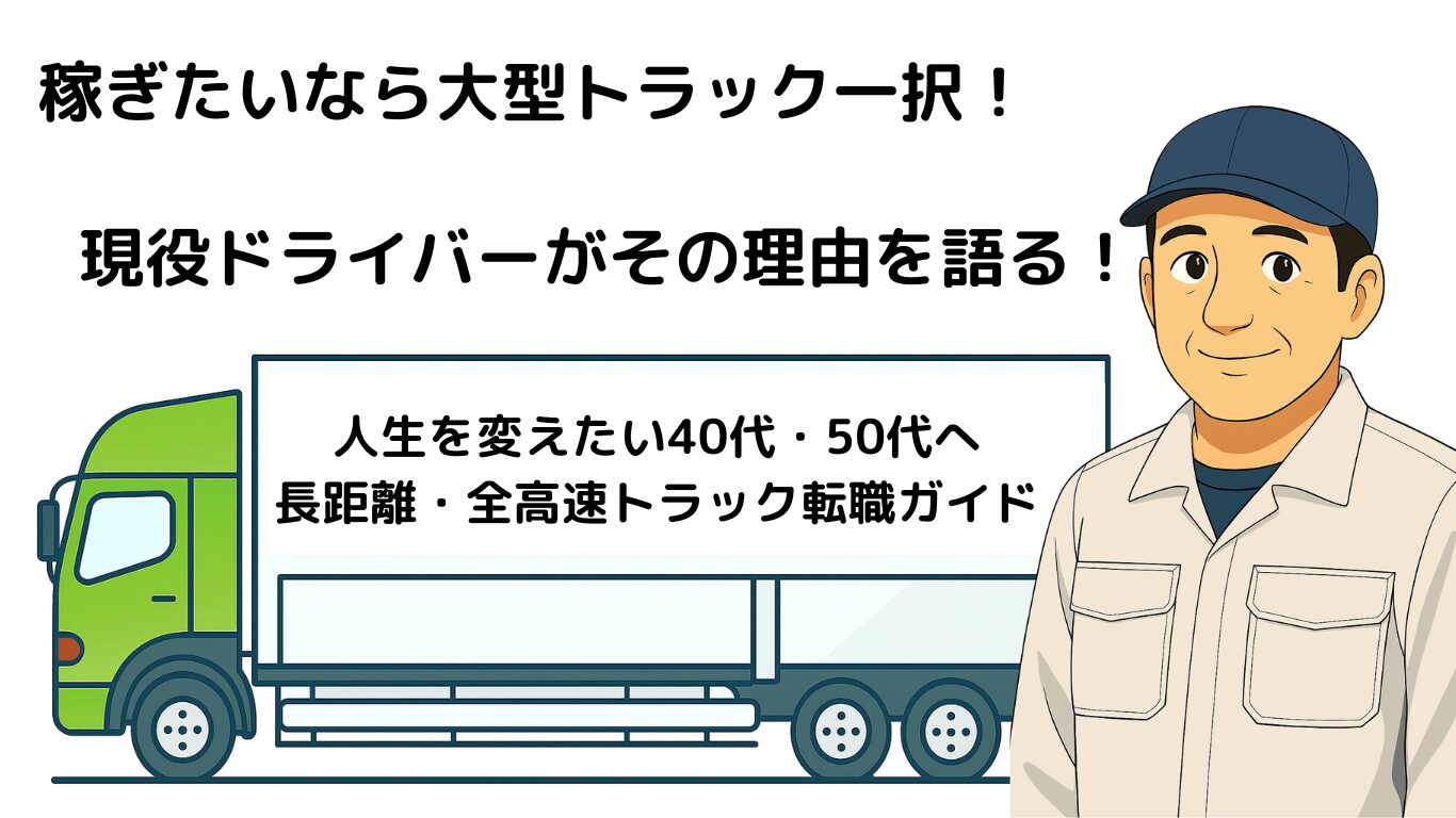 大型トラックに乗ることで仕事が多く稼げる理由を現役ドライバーが語ることを示すイラスト