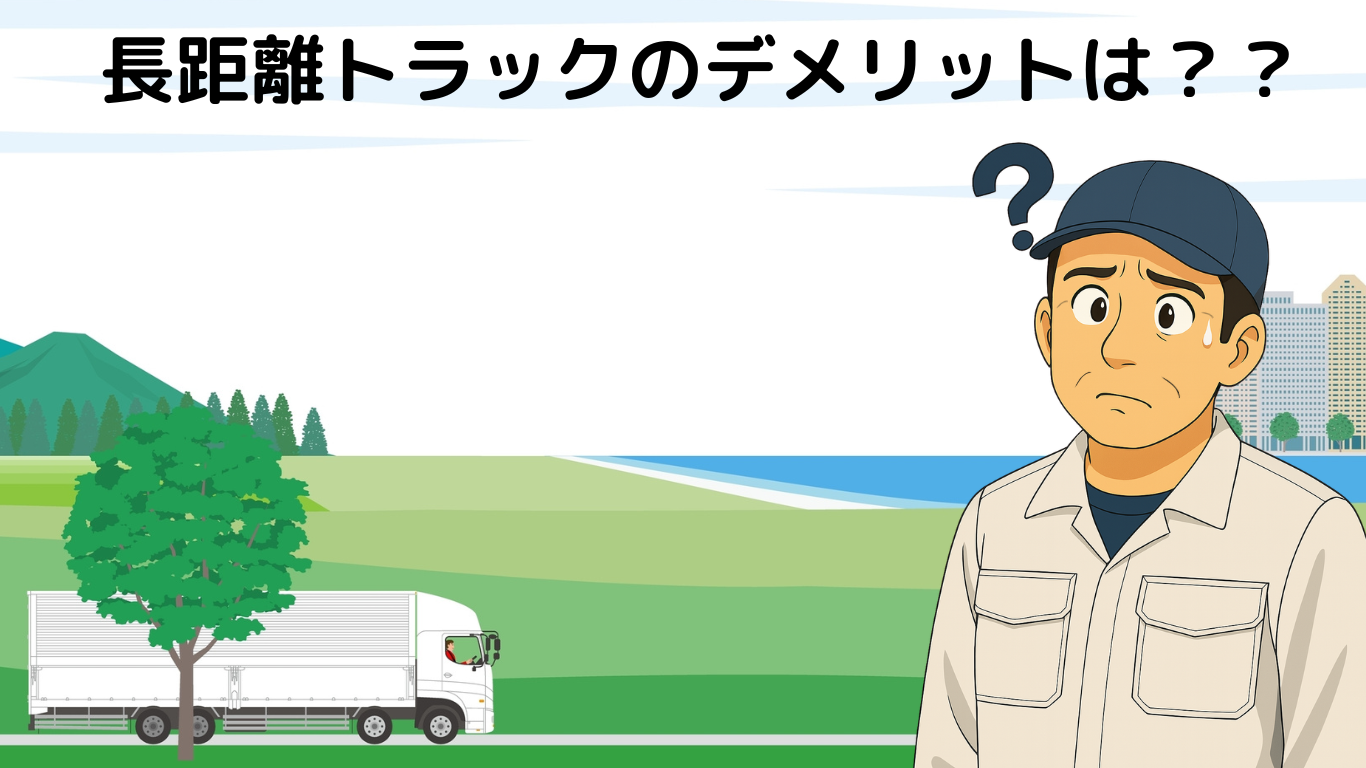 長距離トラック運転手のデメリットを現役ドライバーの実体験から紹介するイラスト