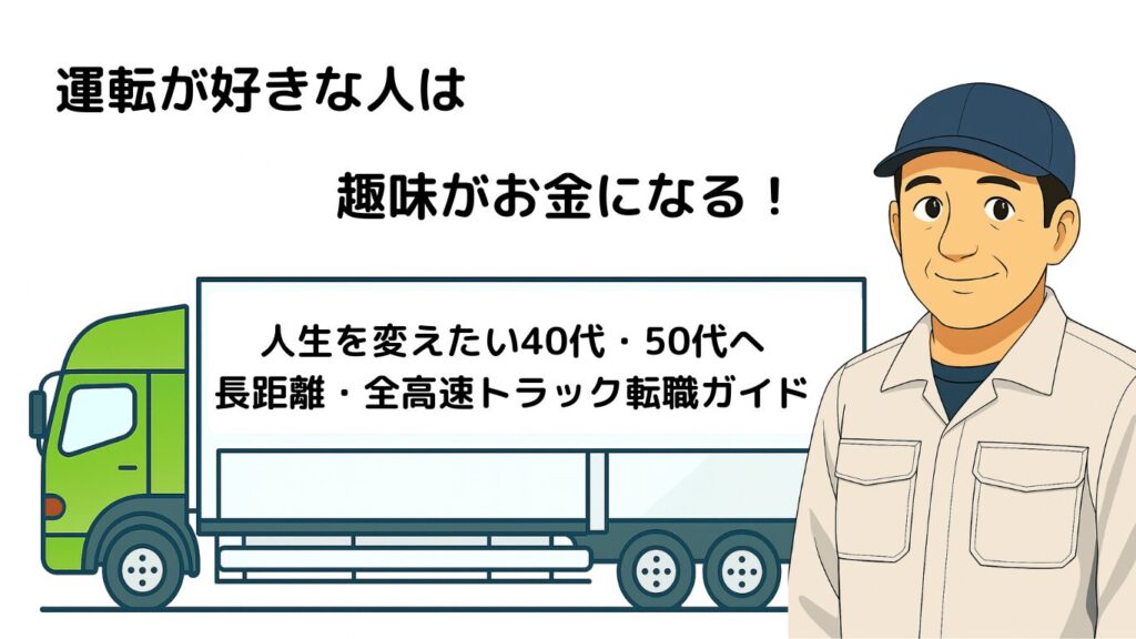 運転が好きな人に長距離トラック運転手が向いていることを伝えるイラスト|趣味を仕事にしてお金にできる働き方