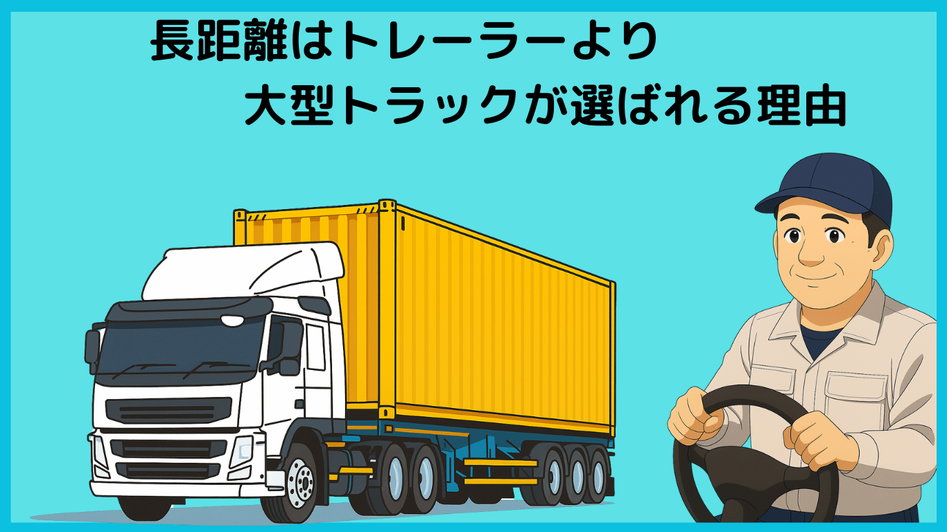 長距離輸送でトレーラーより大型トラックが選ばれる理由を説明するイラスト