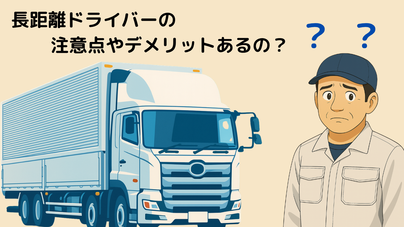全高速の長距離トラック運転手が感じる注意点やデメリットを表したイラスト
