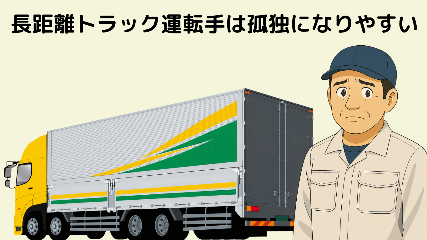 長距離トラック運転手は一人で運行する時間が長く孤独になりやすい