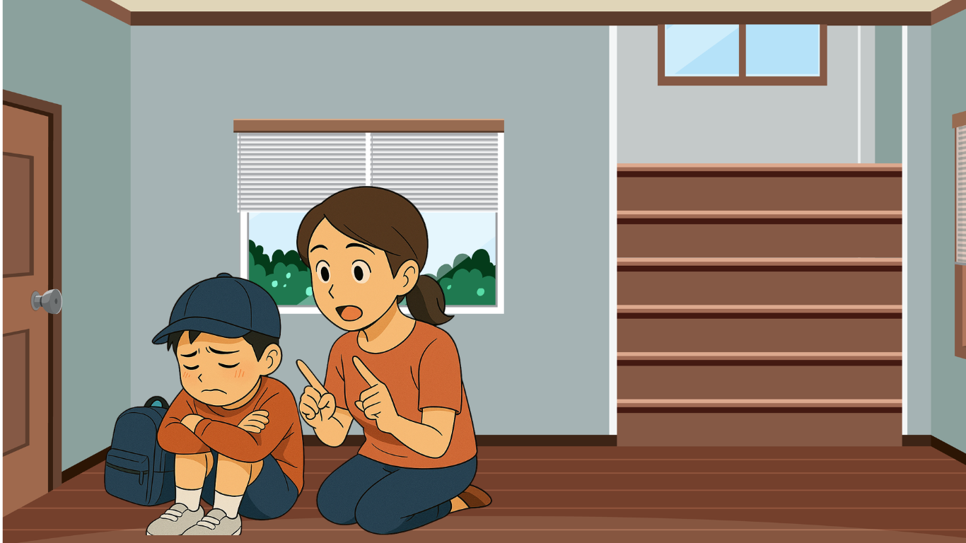 人間関係が苦手で登園拒否をしていたトラック運転手の幼少期を表したイラスト