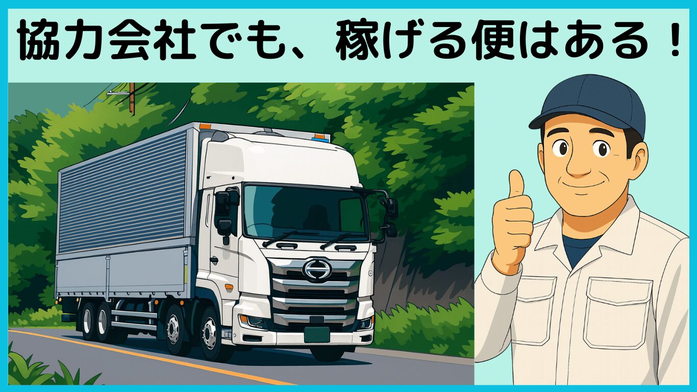 協力会社でも稼げるトラック運行の例を示すイラスト