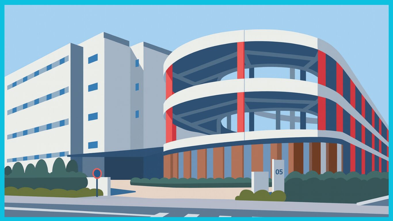 自社倉庫を構えずに運営できる協力会社のメリットを説明する倉庫イラスト