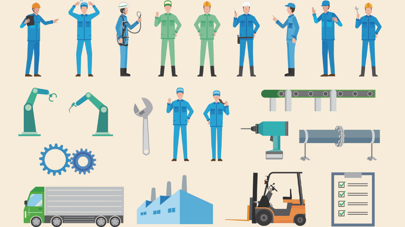 工場や製造業の仕事から長距離トラック運転手に転職した経験を表すイラスト