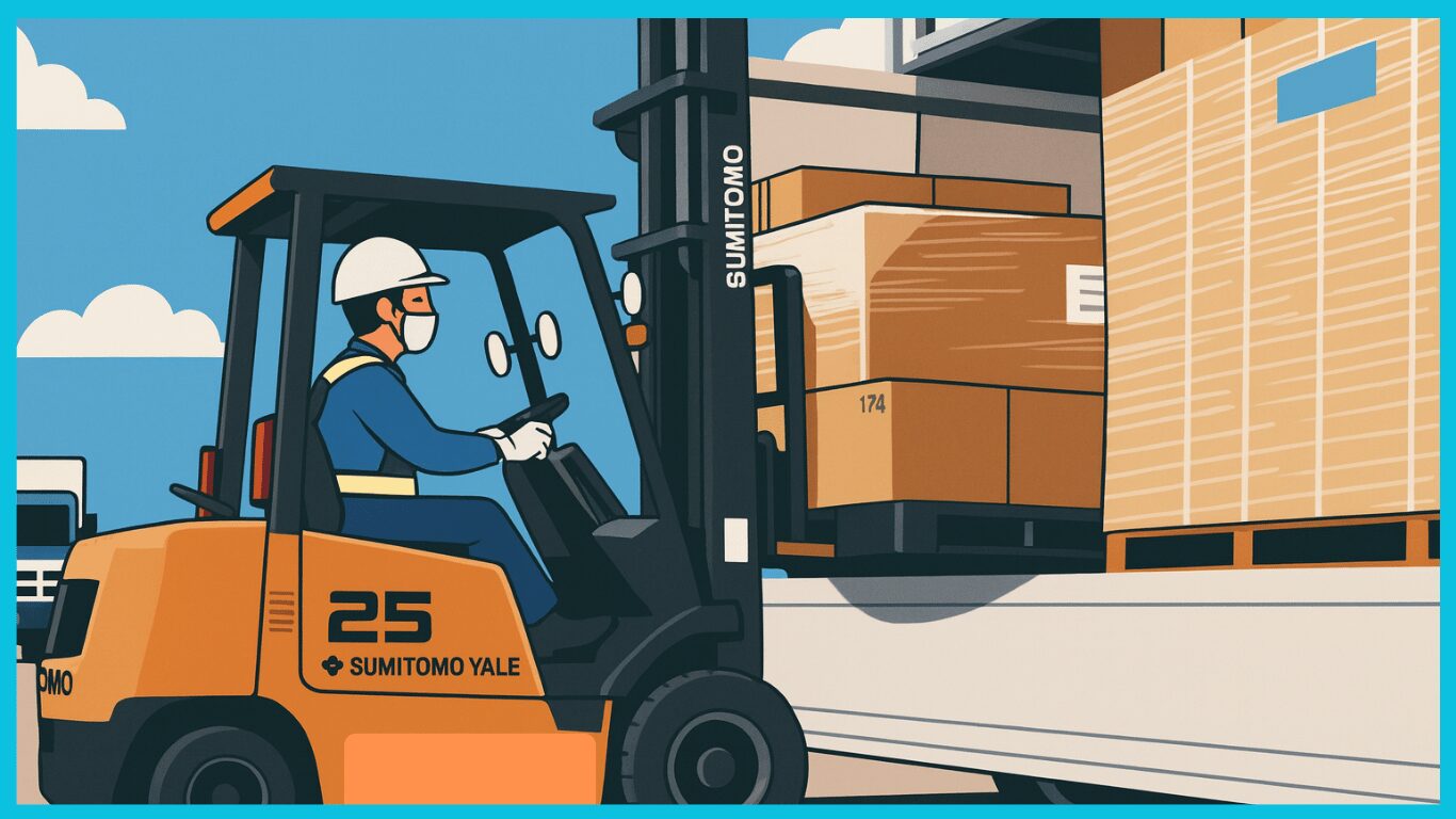 フォークリフトで荷物を運ぶ作業員|未経験でも始めやすい仕事のイメージ