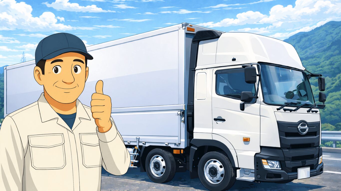 コミュ障で中卒の筆者が、長距離トラック運転手として再スタートできた体験を表したイラスト