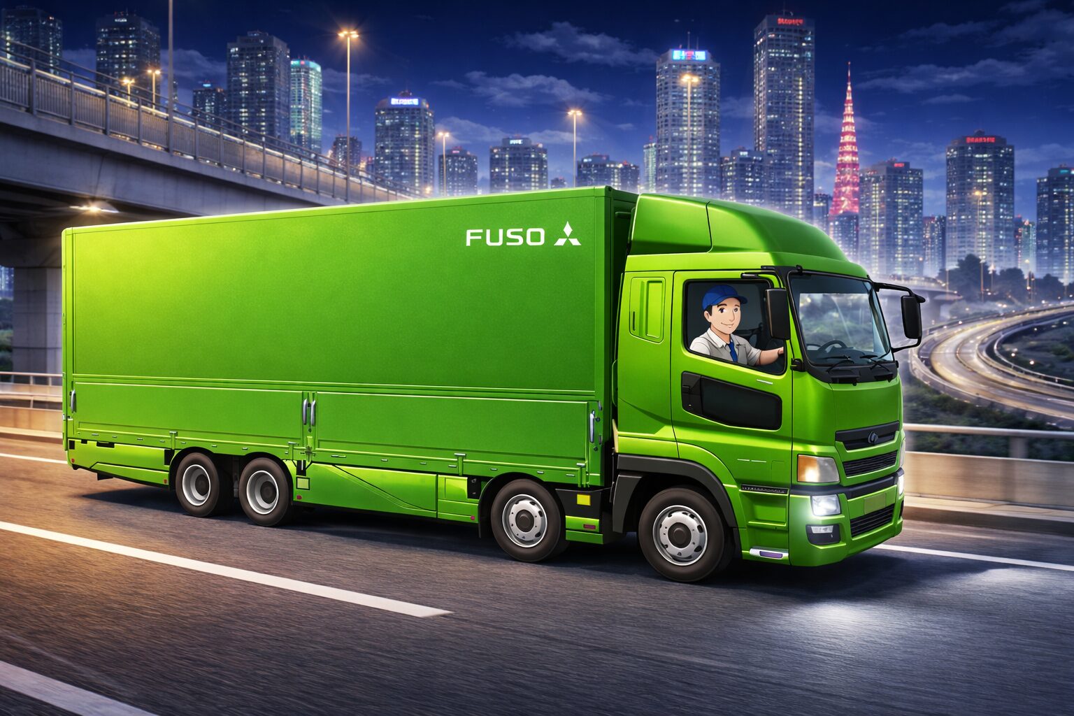 運転メインで全高速道路を走行する長距離トラックドライバーのイメージ
