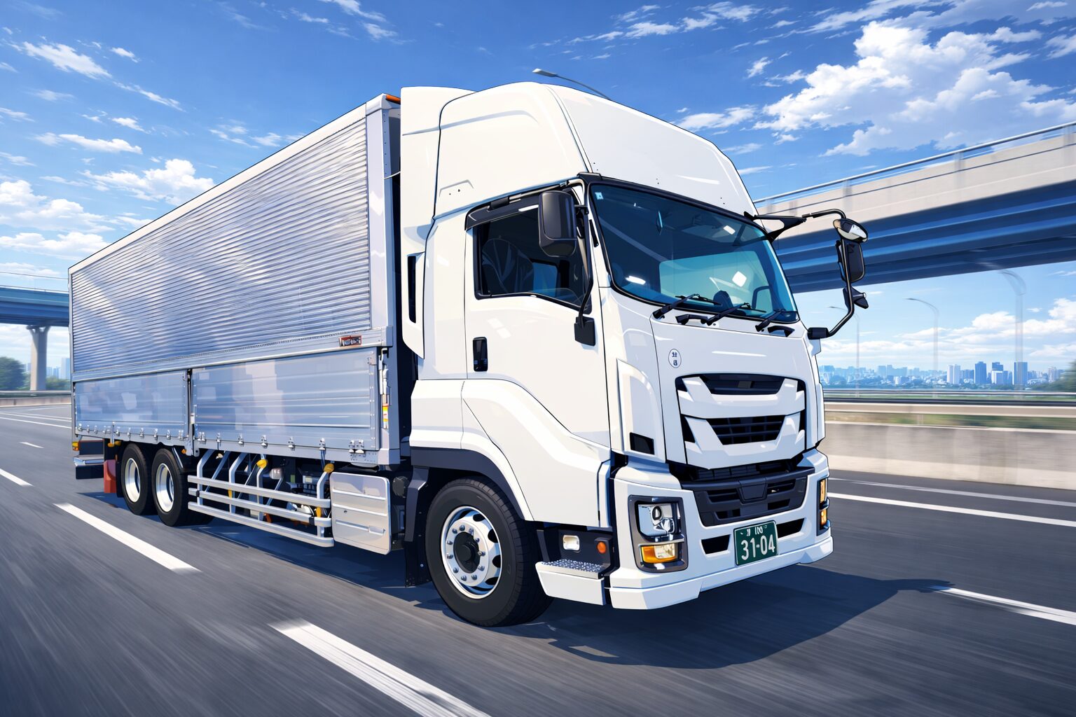 中距離の2日運行で高速道路を走行する大型トラック