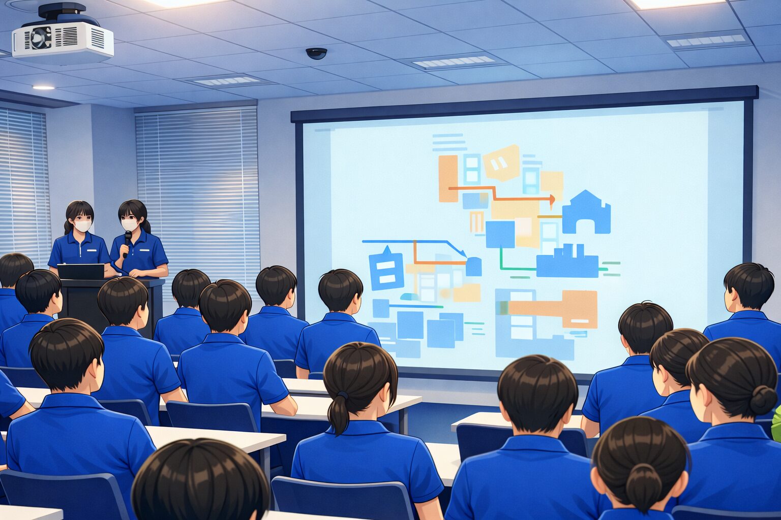 運送会社の乗務員や内勤スタッフに対する社内研修・教育のイメージ