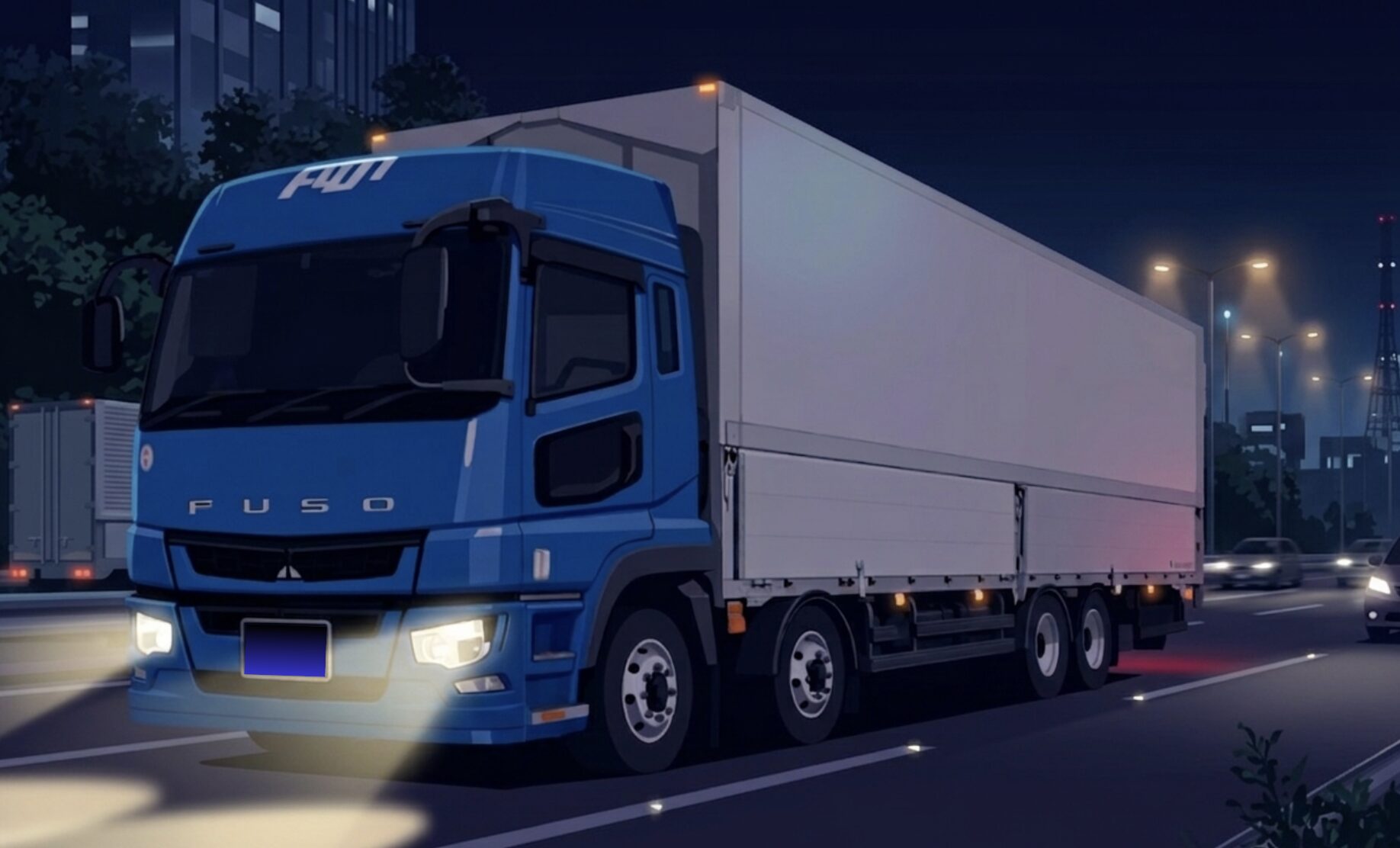 夜に出勤して朝に帰宅する長距離トラックドライバーの勤務スケジュールイメージ