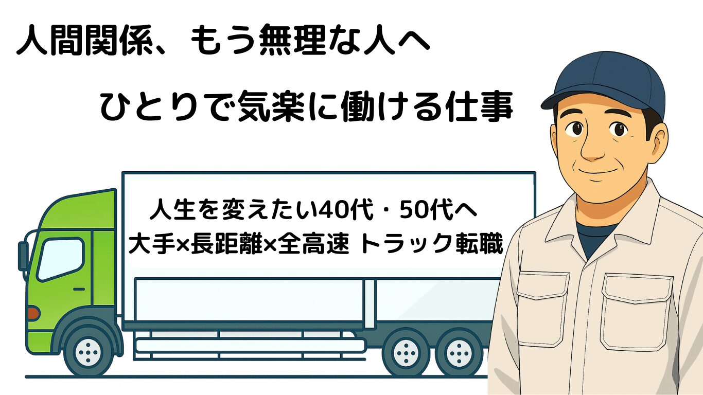 人間関係が苦手なコミュ障でも長距離トラック転職で一人で気楽に働ける仕事のイメージ
