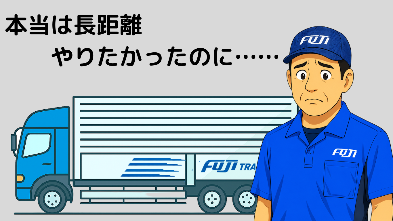 フジトランスポートに長距離ドライバー希望で入社したものの、最初は地場運行に配属され戸惑う様子